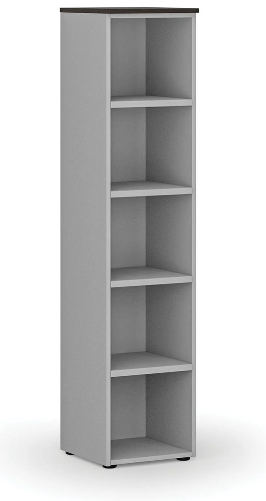 Regał biurowy PRIMO GRAY, 400 x 420 x 1781 mm, szary/wenge