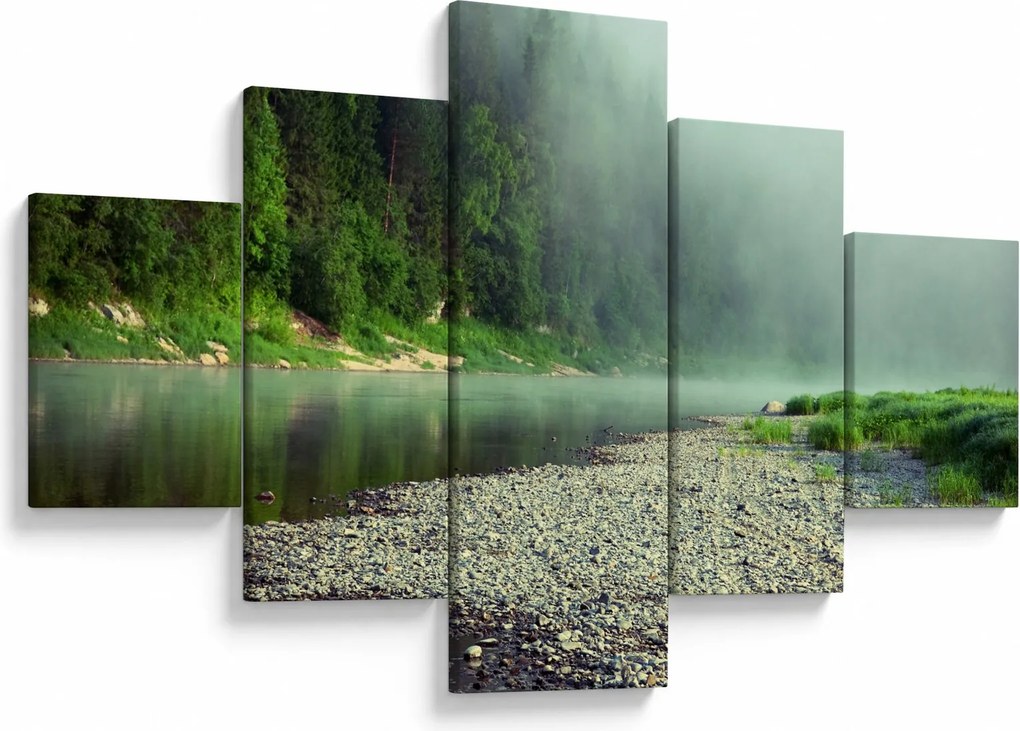 Obraz - rzeka przy lesie (125x70 cm)