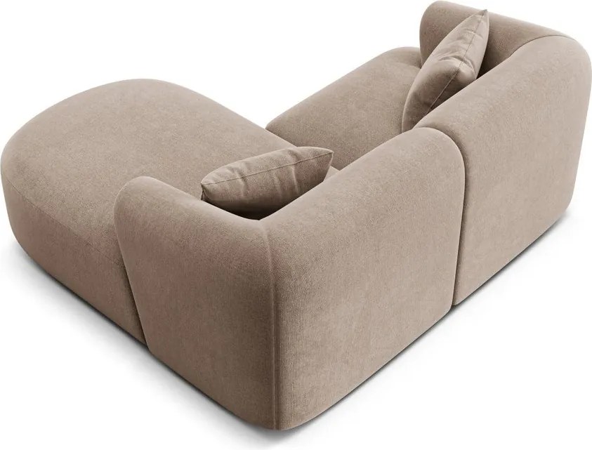 Jasnobrązowy aksamitny narożnik (prawostronny/z szezlongiem) Campi – Cosmopolitan Design