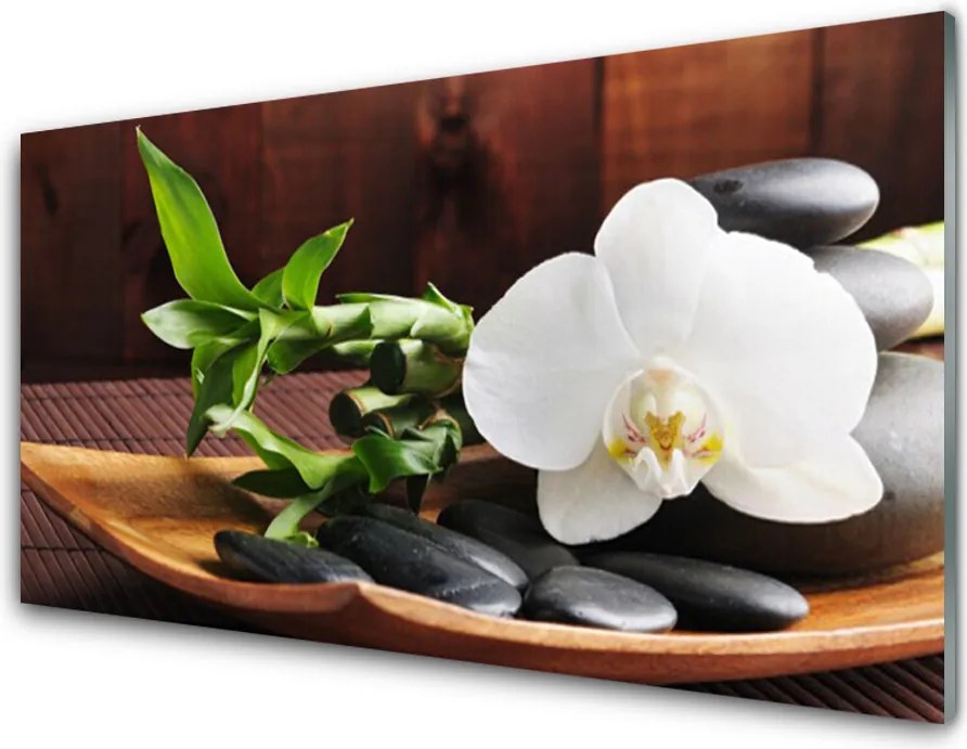 Panel Szklany Harmonijny Duet: Bambus i Storczyk