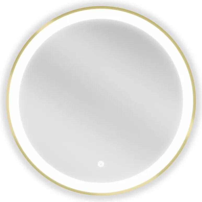 Mexen Esso lustro łazienkowe podświetlane, okragłe 60 cm, LED 6000K, antypara, rama złota szczotkowana - 9825-060-060-611-50