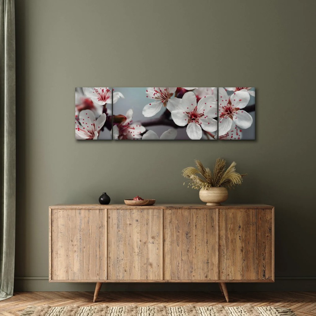 Obraz kwiatu - czerwony (170x50 cm)