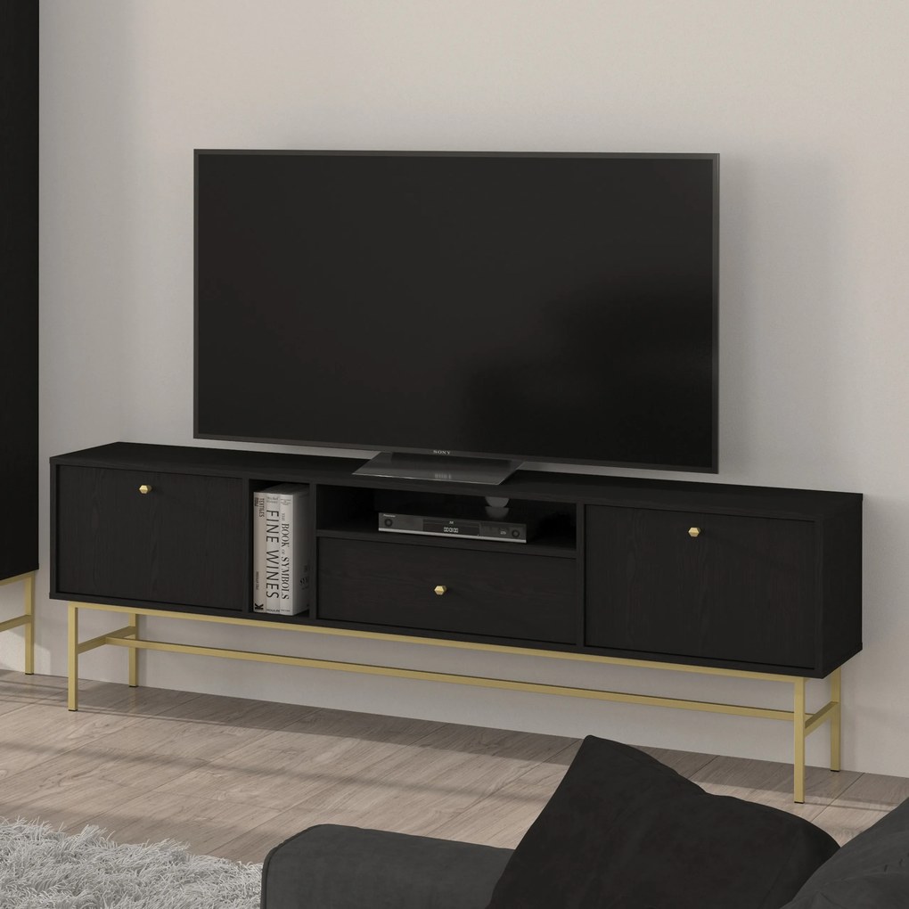 Szafka RTV stojąca TORINO 180 cm do Salonu pod Telewizor 1 Szuflada - Grafit