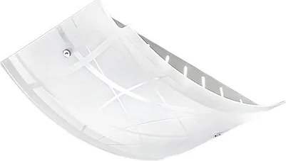 Mała lampa sufitowa Nereide 35x25 cm z białego szkła satynowego z sitodrukiem 2XE27, chromowana podstawa, nowoczesny design, IP20, maks. 2x42 W