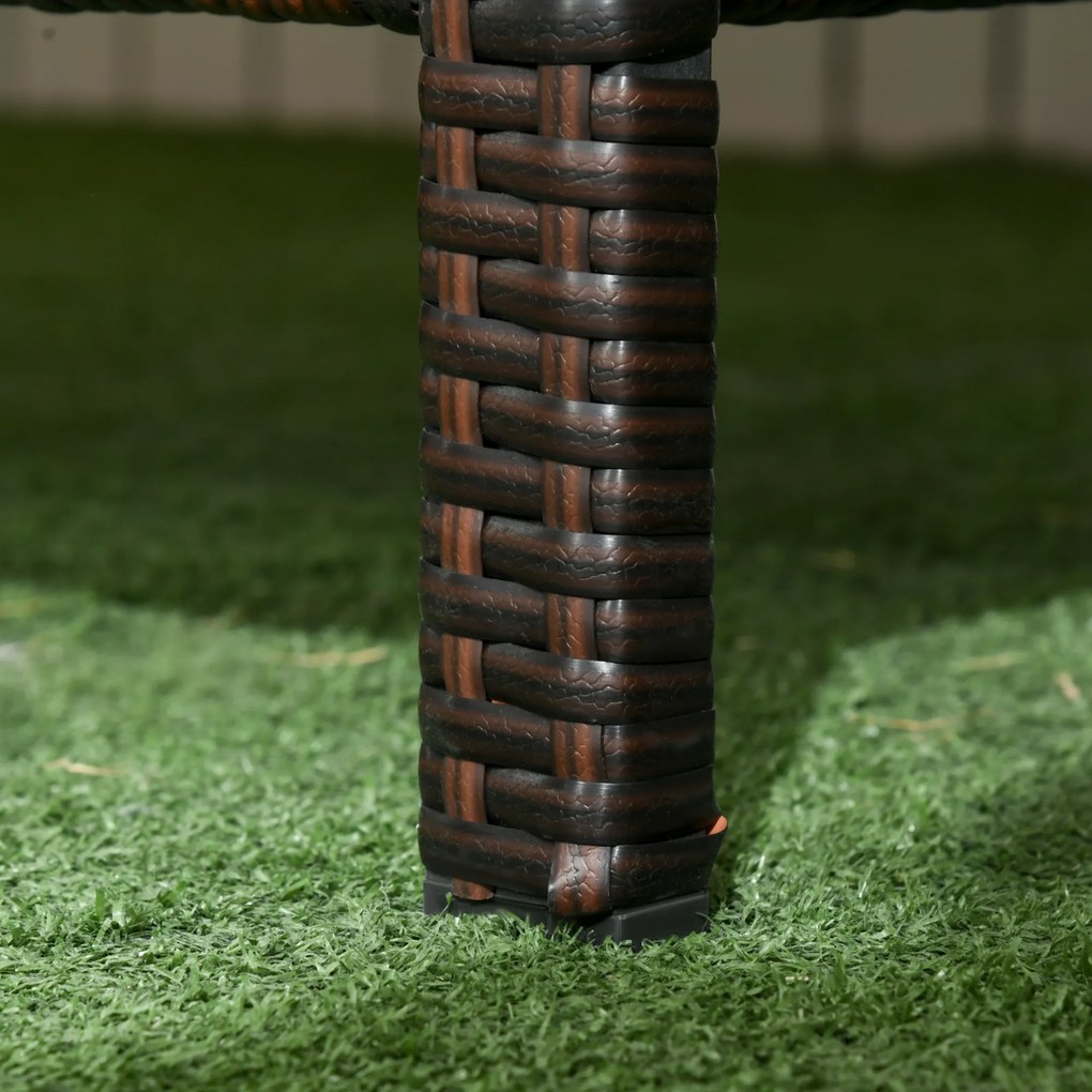 Outsunny Rattanowa sofa ogrodowa 3-osobowa do ogrodu z poduszkami stal kolor brązowy