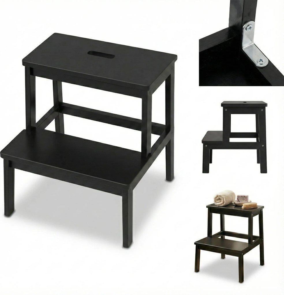 Bambusowy taboret ze schodkiem KROK, wys. 46 cm