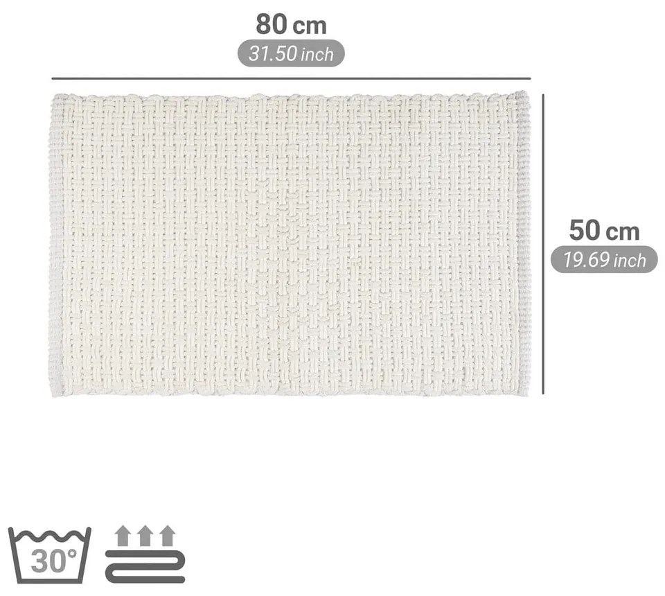 Biały tekstylny dywanik łazienkowy 50x80 cm Ecoli – Wenko