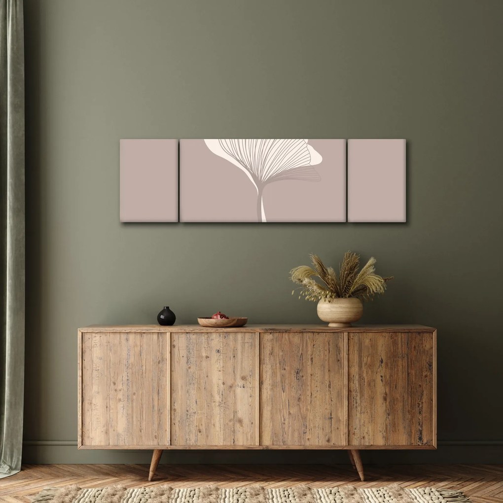 Obraz - Beżowe liście N⁰3 (170x50 cm)