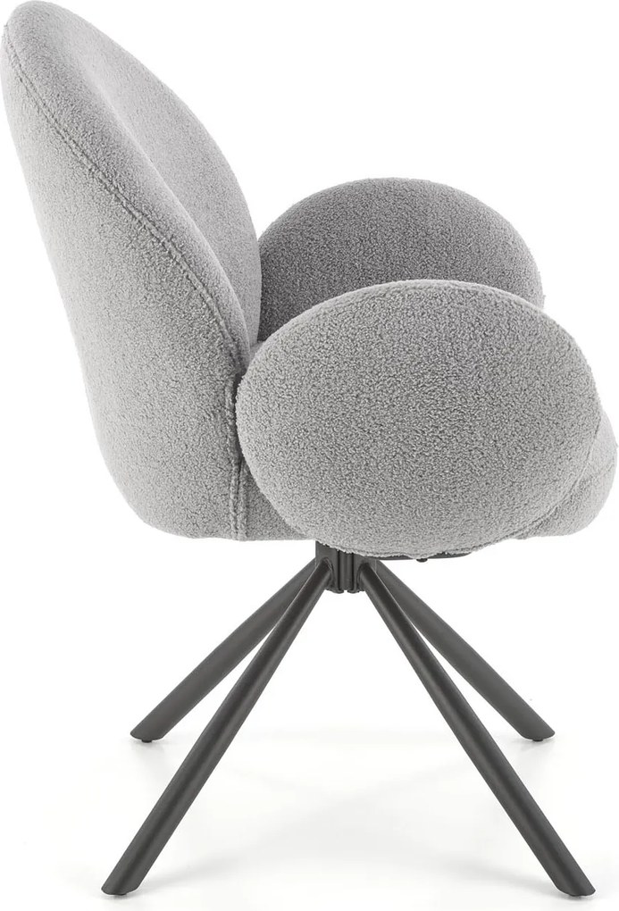 Obrotowy fotel jadalniany K498 z tkaniny bouclé