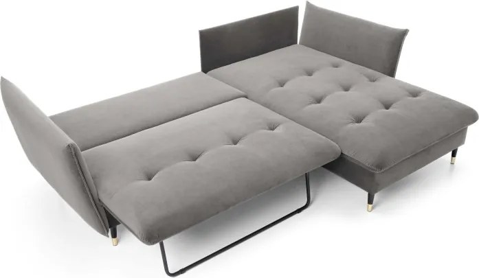 Narożnik GLAM Prawostronny z funkcją spania, zestaw z poduszkami wolnostojący tkanina RIVIERA 91 Szary DOMO HOME