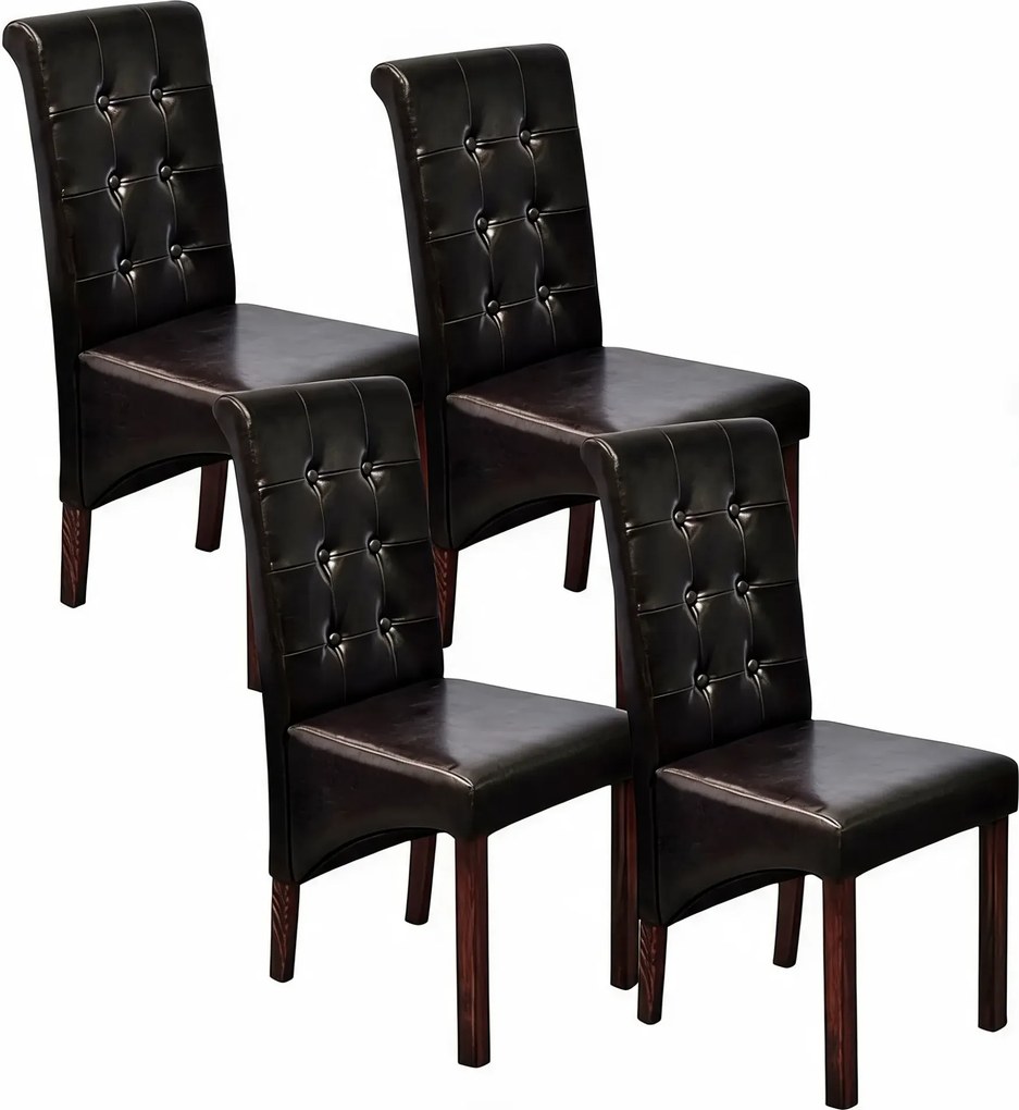 Zestaw 4 pikowanych krzeseł z ekoskóry wenge D6-M31