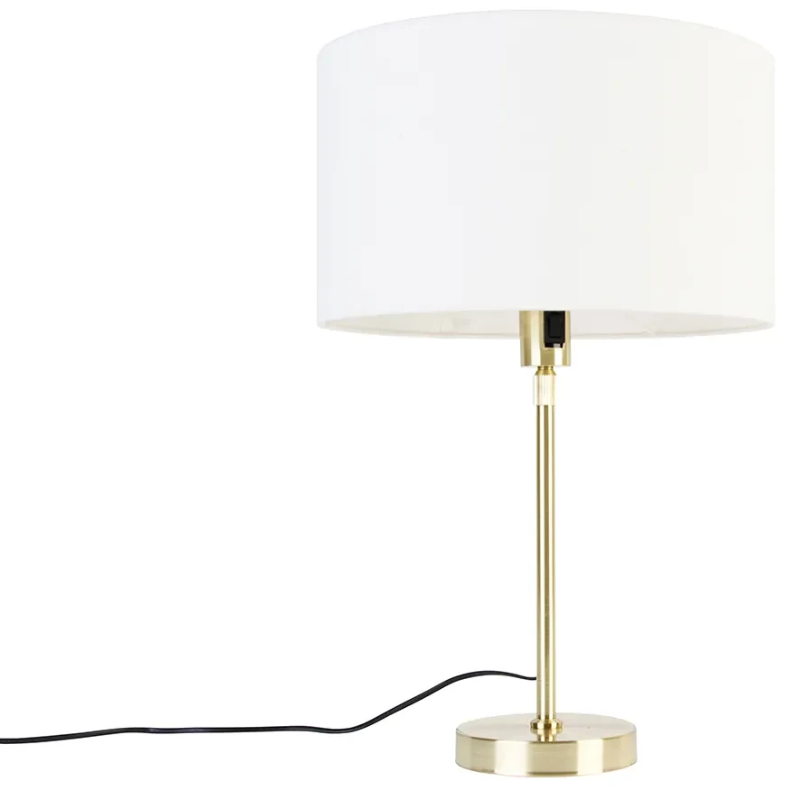 Lampa stołowa złota regulowana z białym kloszem 35 cm - ParteDesignerski Oswietlenie wewnetrzne