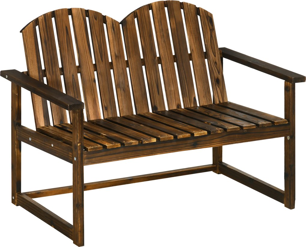 Outsunny Ławka ogrodowa 2-osobowa z oparciem i podłokietnikami Wytrzymała do 240 kg Wypalany wygląd | Aosom PL