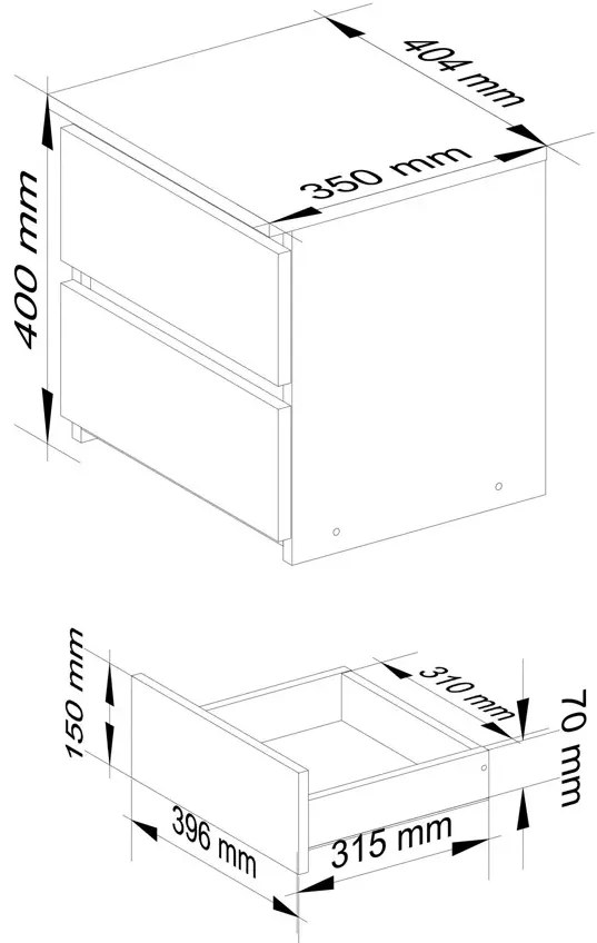 Minimalistyczna szafka nocna dąb artisan + grafit - Atika 3X