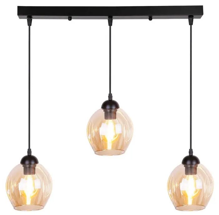 Czarna lampa wisząca ze szklanym kloszem 14x70 cm Aspa – Candellux Lighting