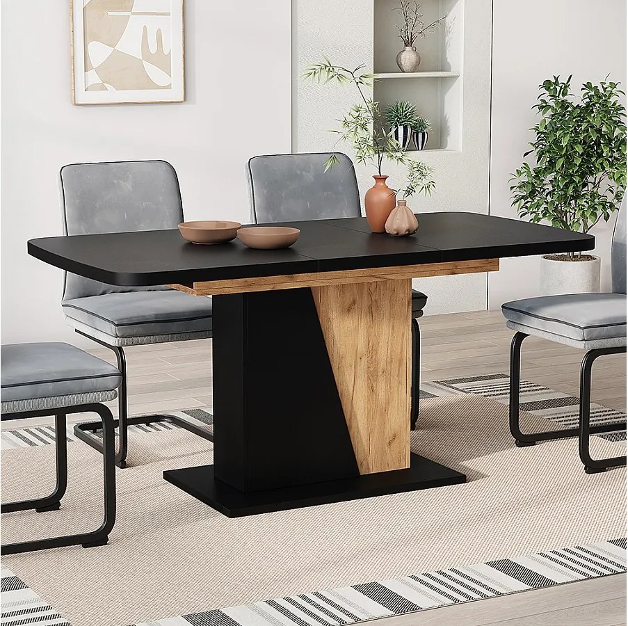 Stół jadalny czarny/złoty dąb 120x80x77.3 fenaro