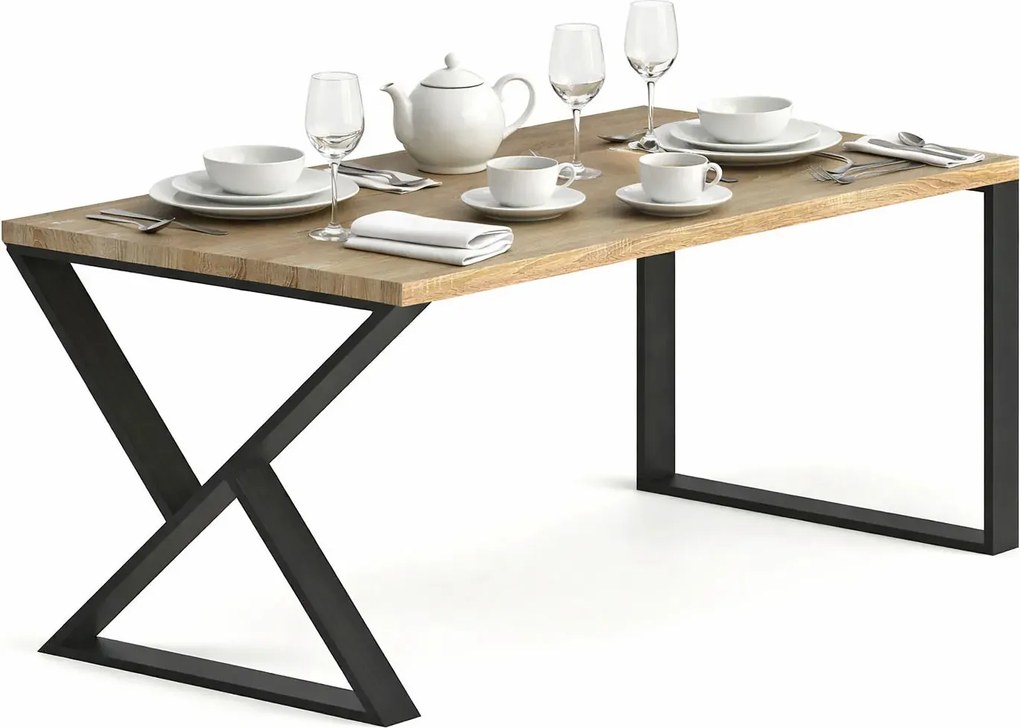 Nowoczesny stół z dębowym blatem 150 x 80 L6-N29