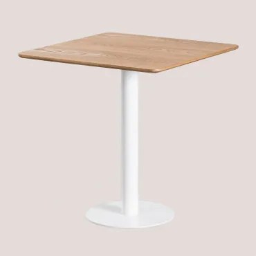 Kwadratowy Stolik Barowy Z Forniru Jesionowego Frappe ↔︎ 70 Cm & Biały - Sklum