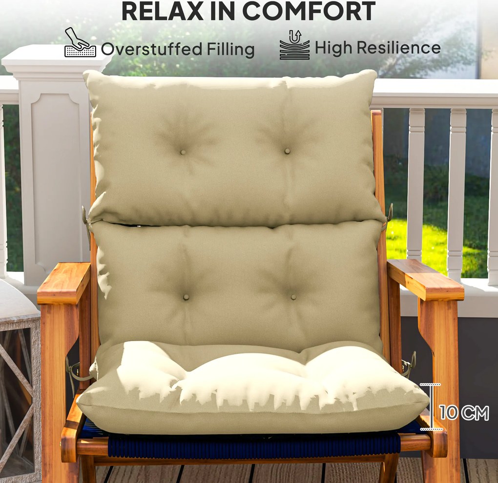 Outsunny Poduszka na Siedzisko, Gruba Poduszka Polstrowana do Mebli, z Oparciem, na Krzesło Huśtawkowe, Do Użycia Wewnątrz i na Zewnątrz, Beżowa