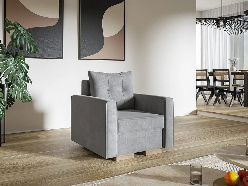 Fotel tapicerowany jednoosobowy COMFORT II szary nowoczesny