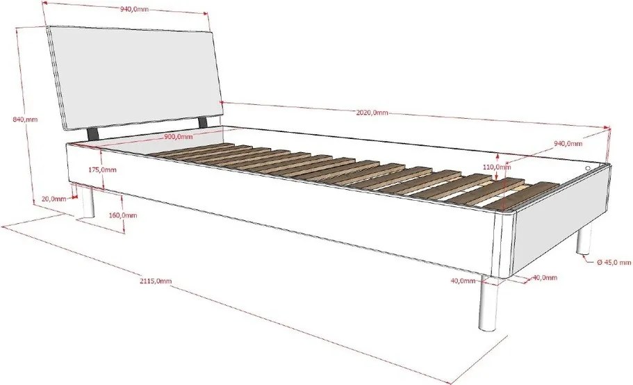 Białe łóżko jednoosobowe z litego drewna bukowego ze stelażem 90x200 cm Forrest – Vipack