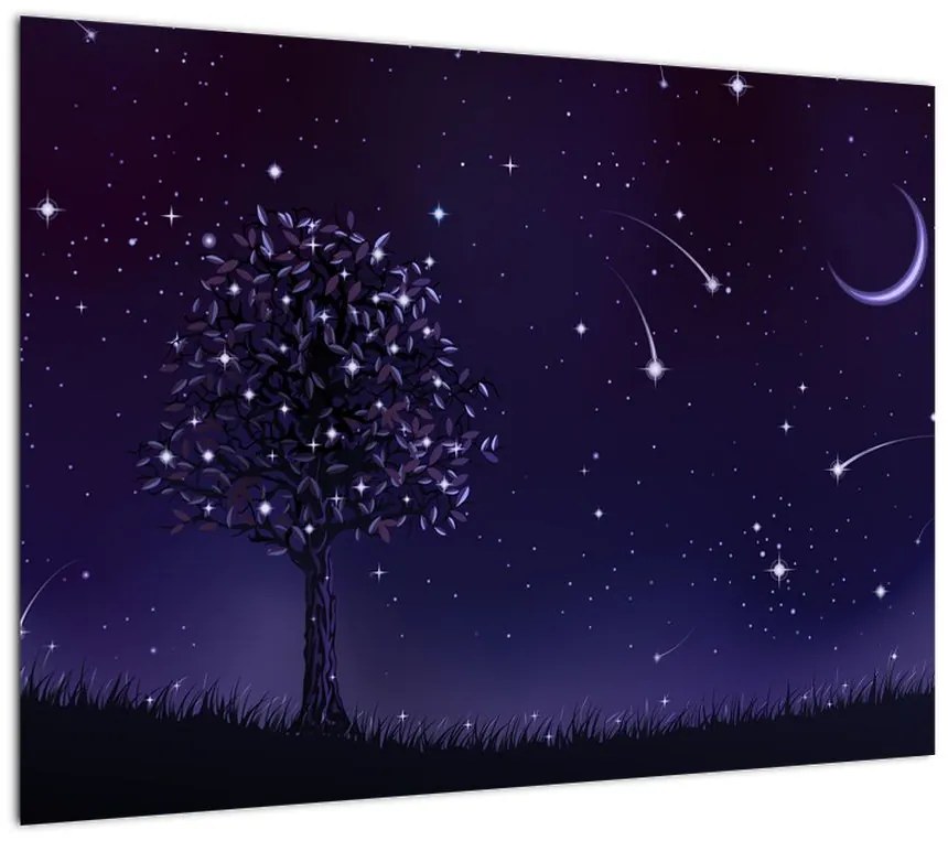 Obraz na szkle - Noc uchwycona przez ilustrację (70x50 cm)