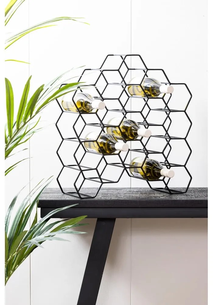 Czarny metalowy regał na wino na 20 butelek Salbris – Light &amp; Living