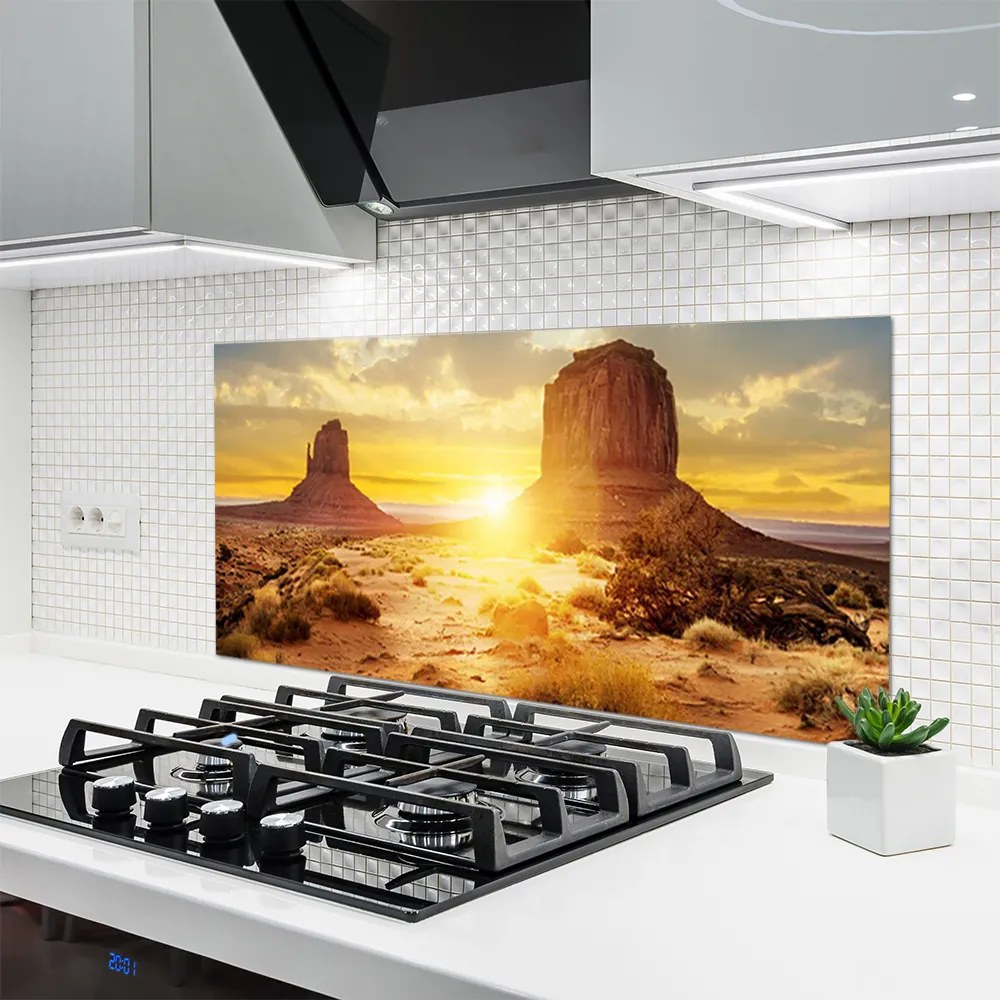 Szkło do Kuchni na Ścianę Pustynny Blask Słońca