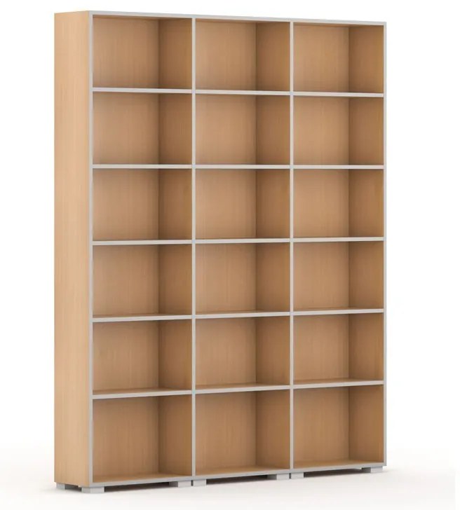 Biblioteka SILVER LINE, 3 kolumny, 2230 x 1800 x 400 mm, buk
