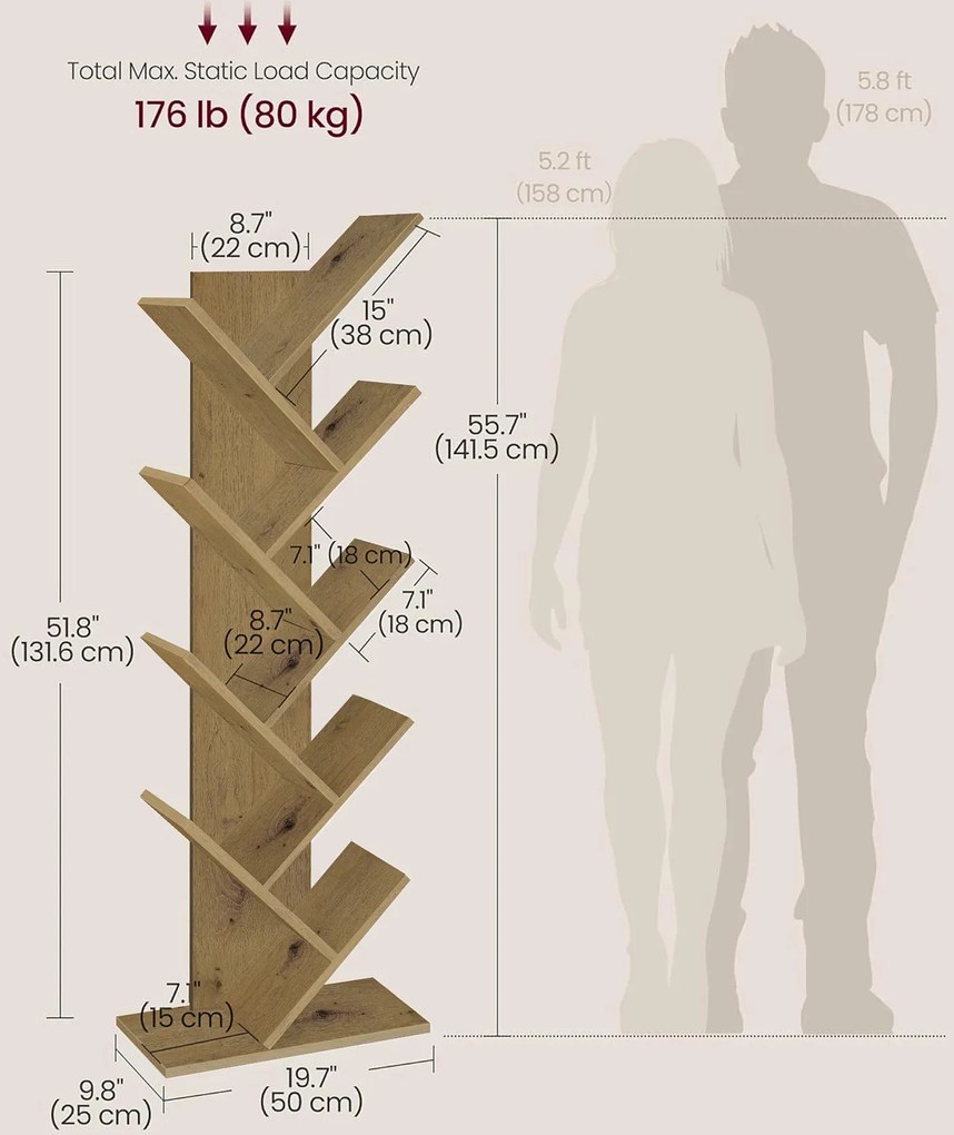 Regał drzewko, stojak na książki dąb artisan - Tocador 4X