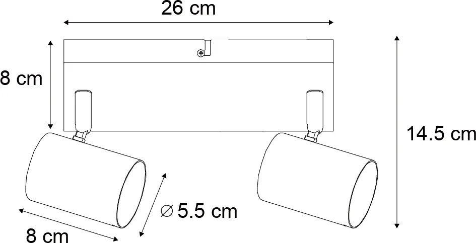 Nowoczesna lampa sufitowa czarna 2-punktowa regulowana prostokątna - Jeana
