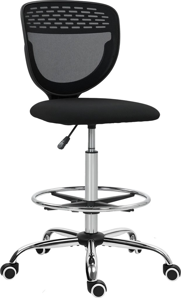 Vinsetto Fotel biurowy, fotel roboczy, krzesło biurowe, regulowane, tapicerowane, Czarny