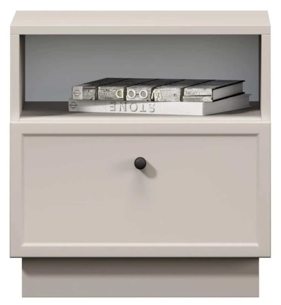 Szafka nocna Lorini z szufladą 45 cm - kaszmir / czarny uchwyt