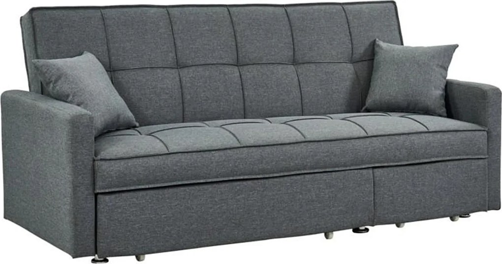 Kanapa 3-osobowa rozkładana z tkaniny CANETTI - Kolor: szary