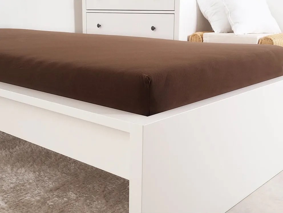 PrzytulneMieszkanie.pl Prześcieradło z jerseyu do łóżeczka dziecięcego EXCLUSIVE 70x140 cm ciemnobrązowe