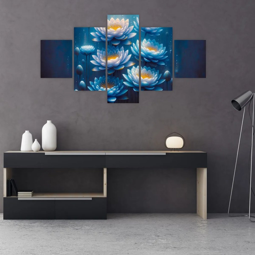 Obraz - Lilie wodne pod powierzchnią (125x70 cm)