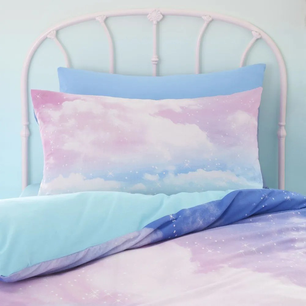 Niebiesko-różowa pościel dziecięca dwuosobowa 200x200 cm Ombre Rainbow Clouds – Catherine Lansfield
