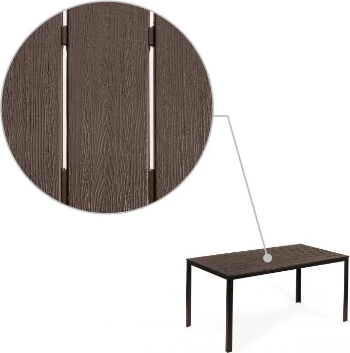 Stół ogrodowy polywood dla 6 osób Sorelia 156x78 cm, brązowy
