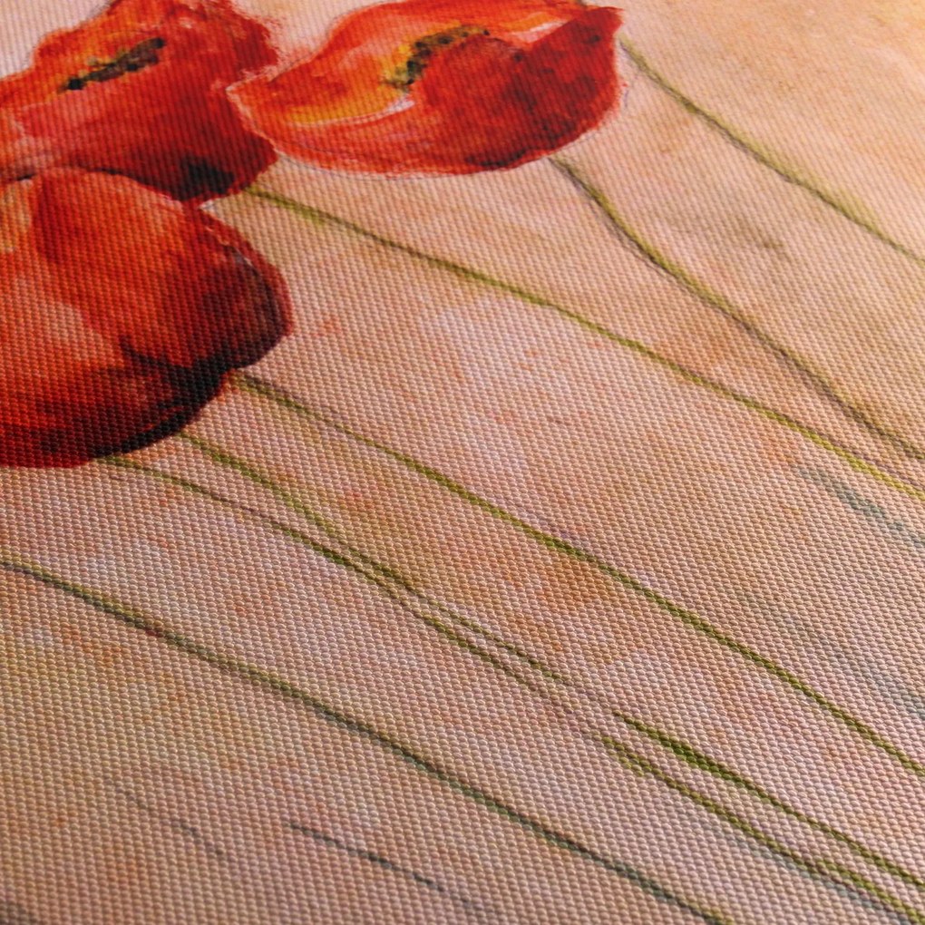 Obraz - Czerwone tulipany (z zegarem) (90x30 cm)