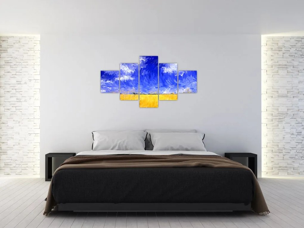 Obraz - Obraz olejny, Złote pole (125x70 cm)