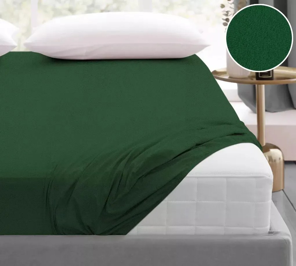 Prześcieradło z gumką frotte Bielbaw 140x200 butelkowa zieleń 175 g/m2 Premium GRENO