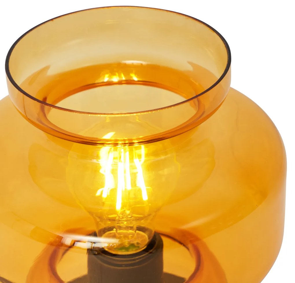 Lampa stołowa w stylu Retro czarna z pomarańczowym szkłem - Denise Retro Oswietlenie wewnetrzne