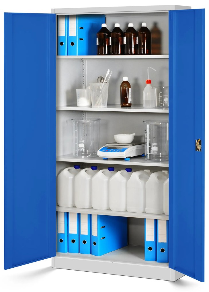 Zestaw 4x biurowa szafa metalowa na akta JAN, 900 x 1850 x 400 mm, szaro-niebieska