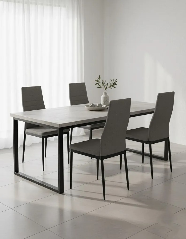 Komplet 4 jasnoszarych metalowych krzeseł tapicerowanych M2-D32