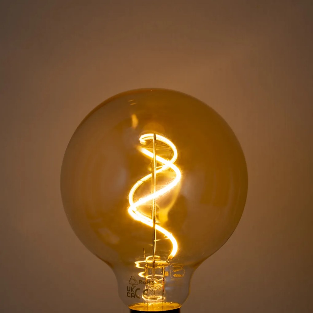 Zestaw 5 ściemnialnych żarówek LED E27 z spiralnym żarnikiem G95 Gold 4W 270 lm 2100K