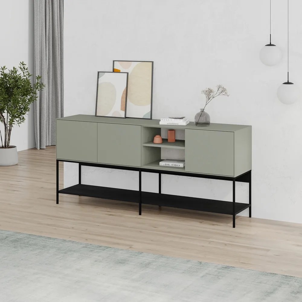 Zielono-czarna komoda 180x80x40 cm Amira – Marckeric