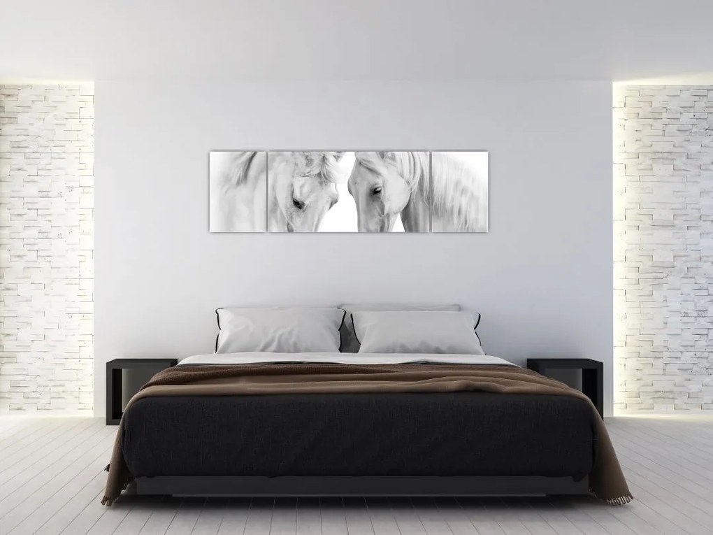Obraz białych koni (170x50 cm)