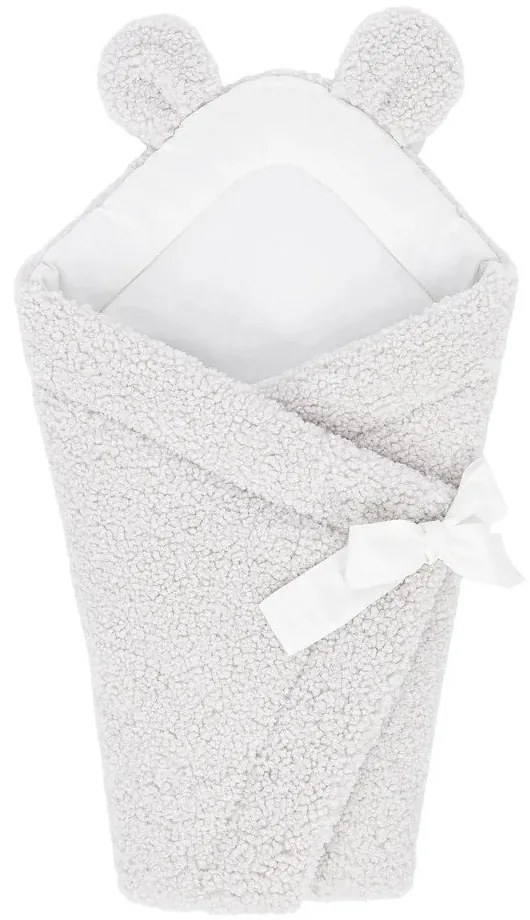 Rożek niemowlęcy z materiału sherpa w kolorze kości słoniowej 35x65 cm – Meowbaby