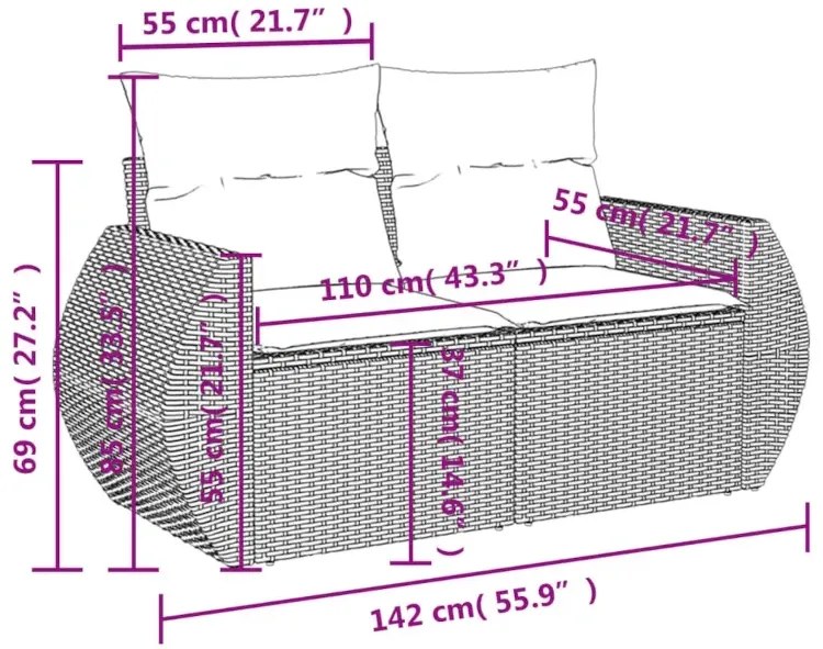 Beżowa dwuosobowa sofa ogrodowa - Torina 4X