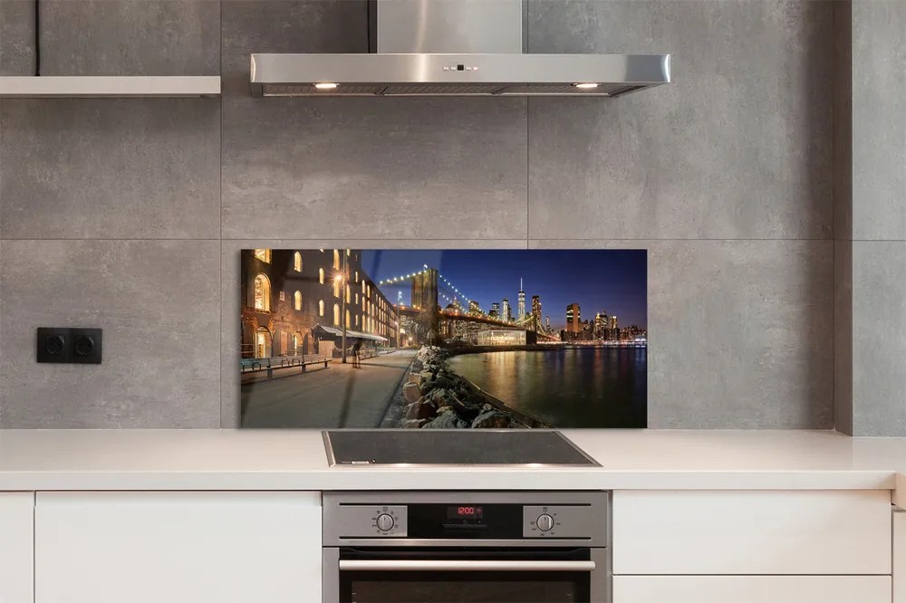 Panel szklany do Kuchni Nocne Odbicia w Rzece